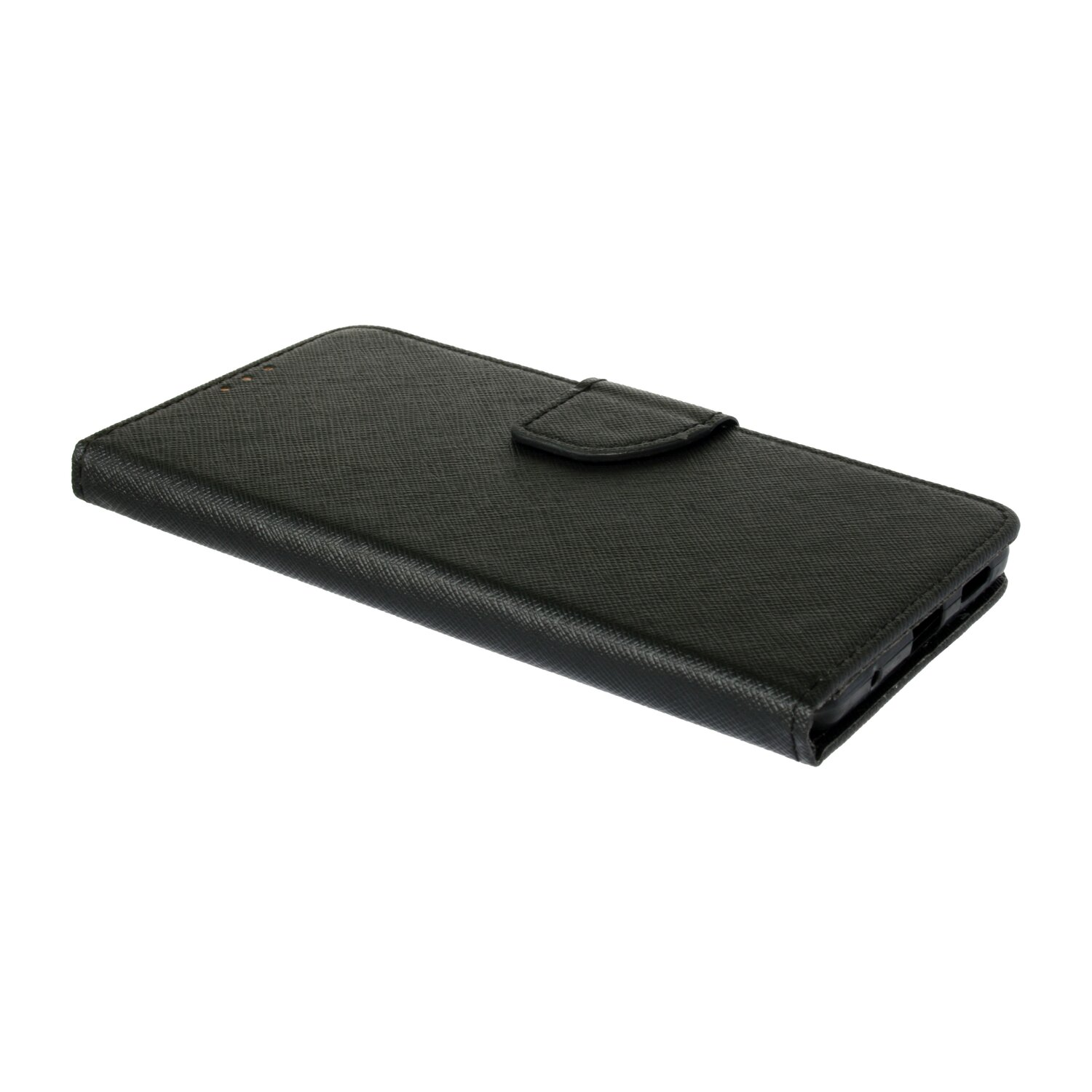 Schwarze Leder-Handyhülle.
