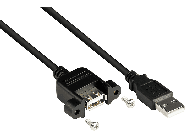 2.0 A, schwarz CONNECTIONS A USB an Verlängerungskabel Einbaubuchse GOOD Stecker CU,