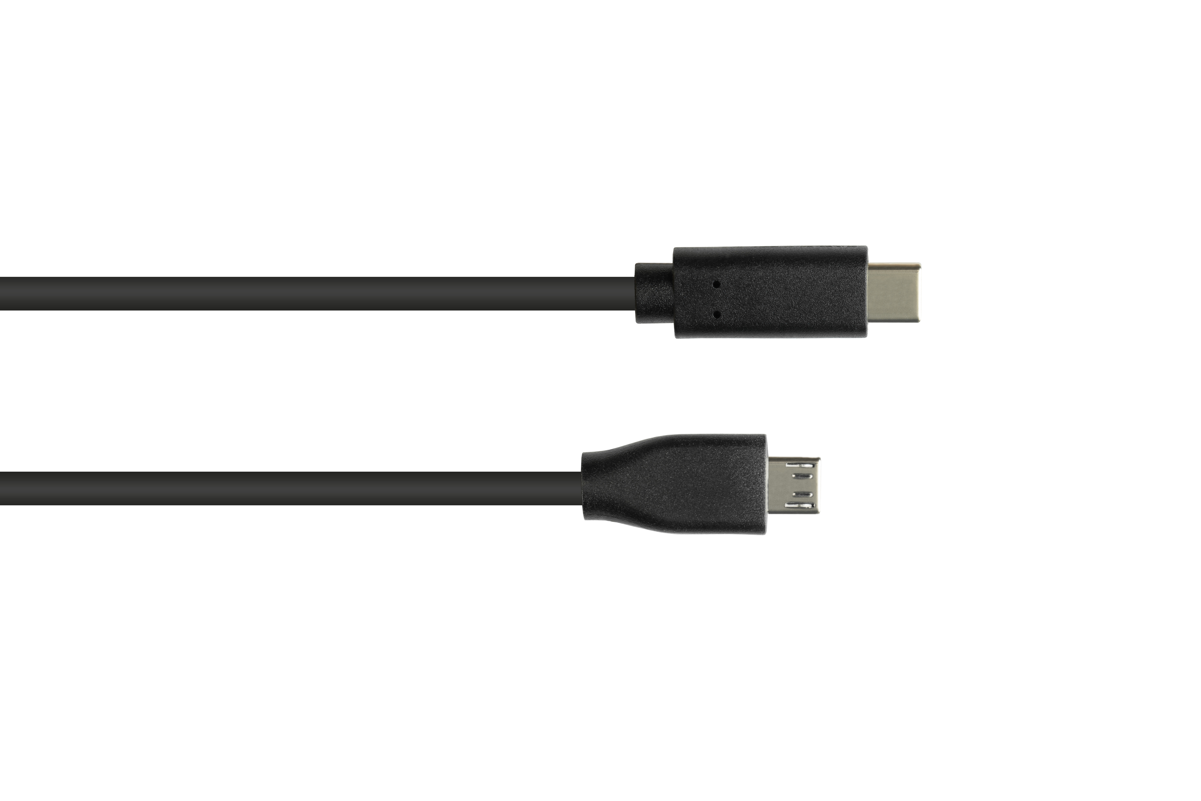 Zwei schwarze USB-Kabel, eines ist USB-C und das andere Micro-USB.