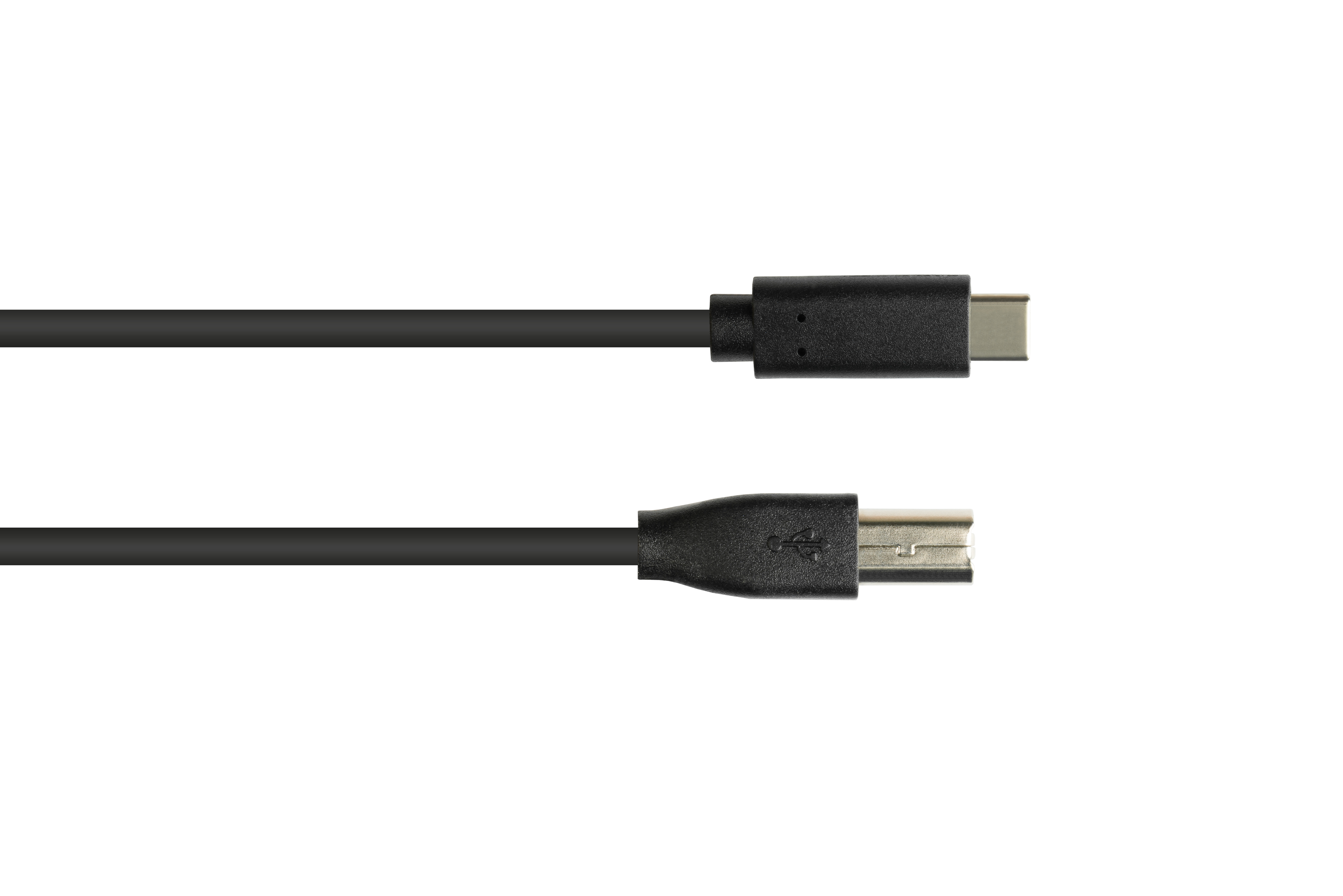 Cavo da USB-C a USB nero. Entrambe le estremità sono nere e lo sfondo è bianco.