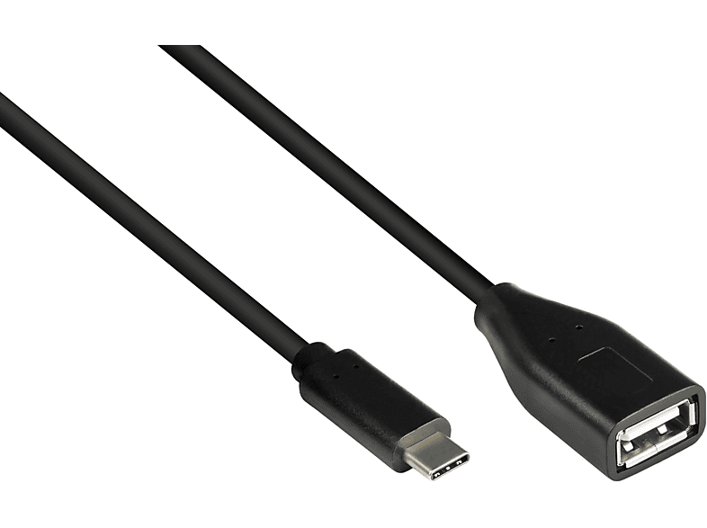 KABELMEISTER USB 2.0 OTG (On-the-go), USB-C™ Stecker an USB A Buchse, schwarz Adapterkabel