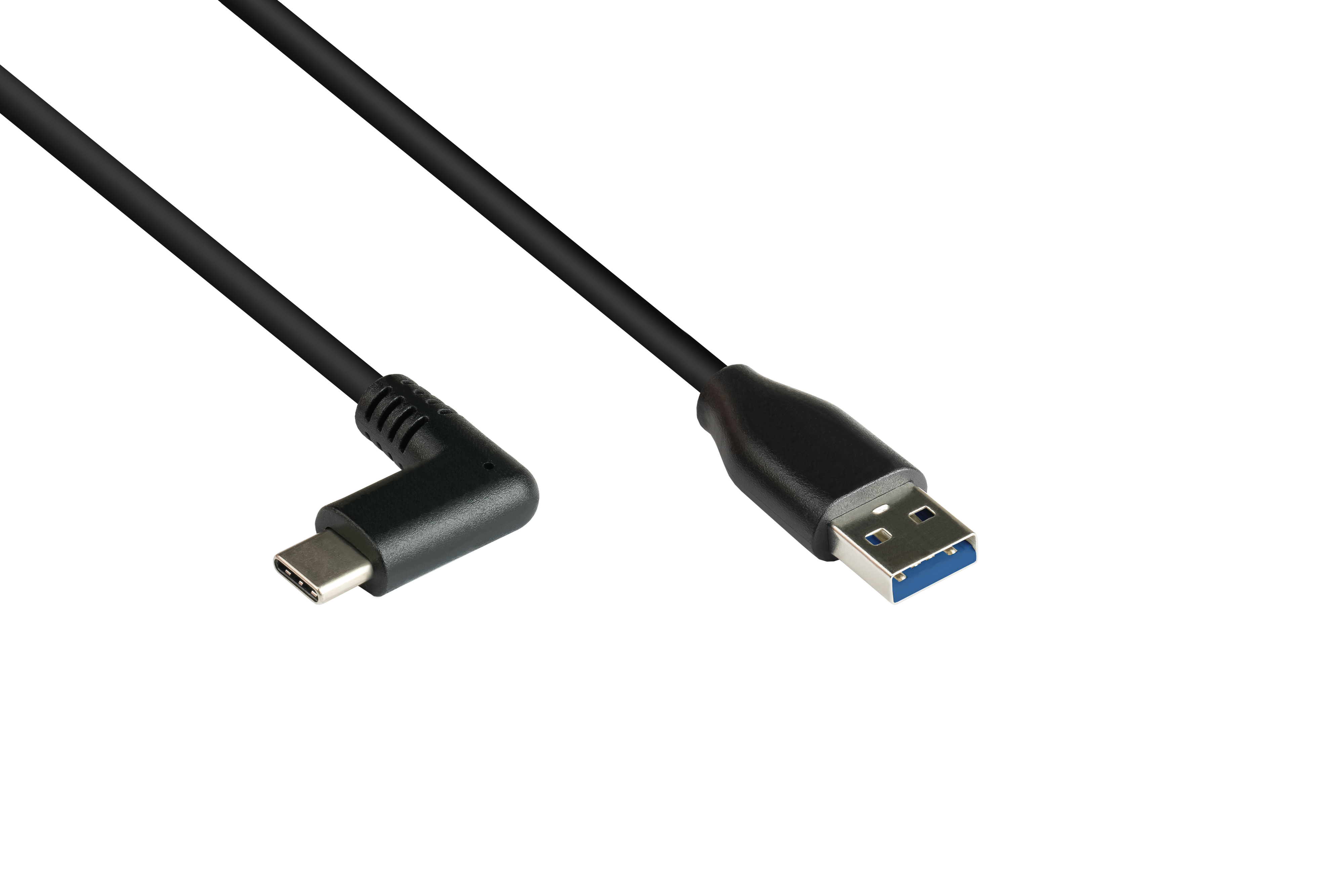 GOOD CONNECTIONS USB A USB-C™ USB 3.0 90° USB gewinkelt Stecker, Kabel CU, schwarz an Stecker 3.0