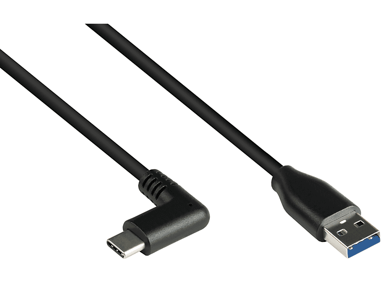 KABELMEISTER USB-C™ Stecker 90° gewinkelt an USB 3.0 A Stecker, CU, schwarz Anschlusskabel