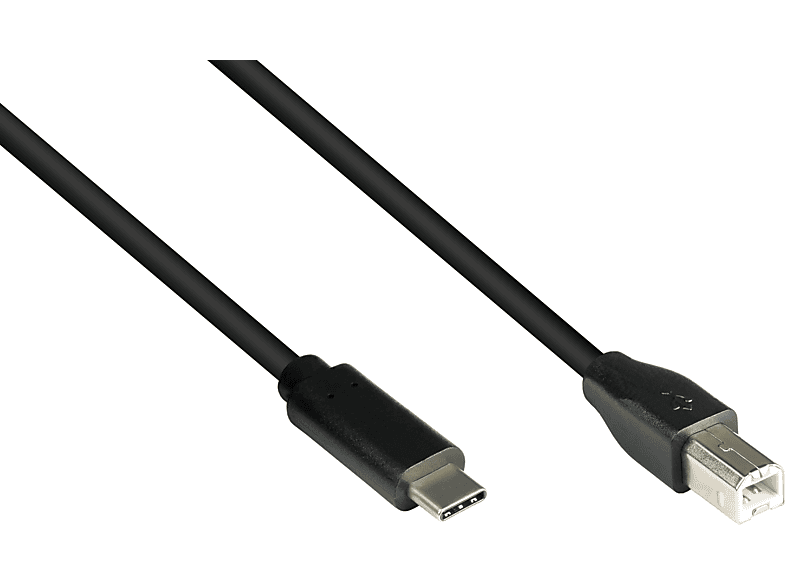KABELMEISTER USB 2.0, USB-C™ Stecker an USB 2.0 B Stecker, CU, schwarz Anschlusskabel