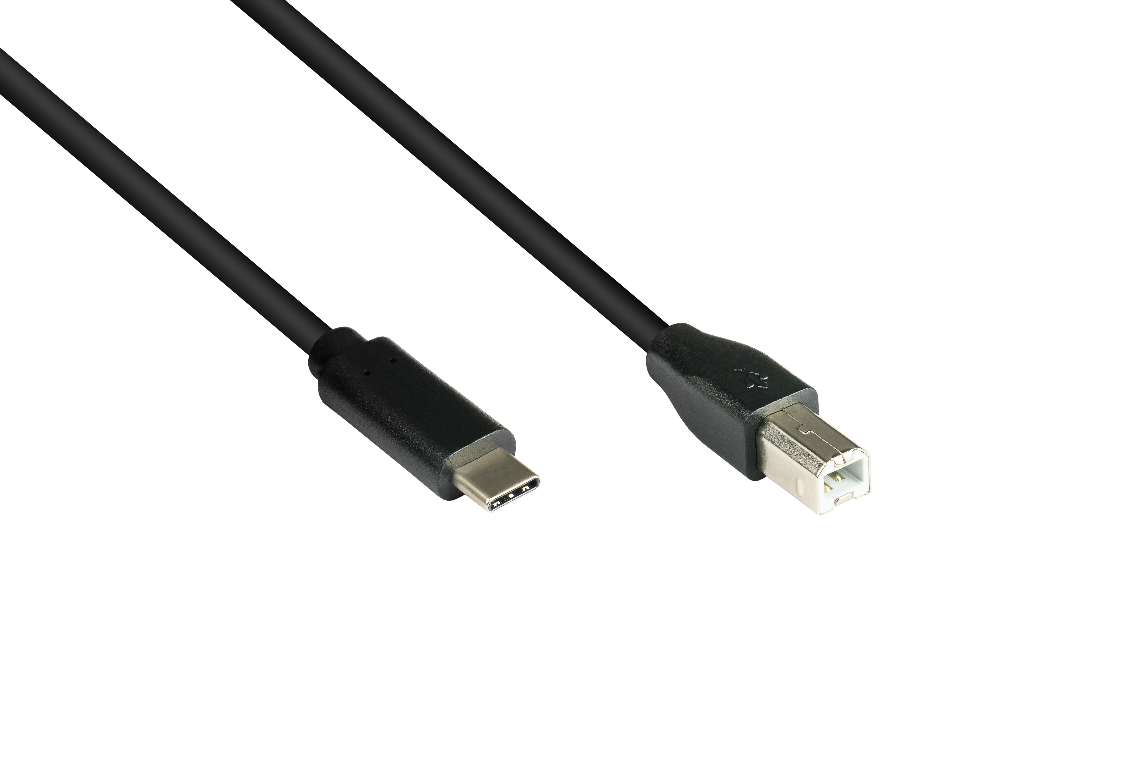 Cavo USB. Nero, con connettori USB-C e USB-A.