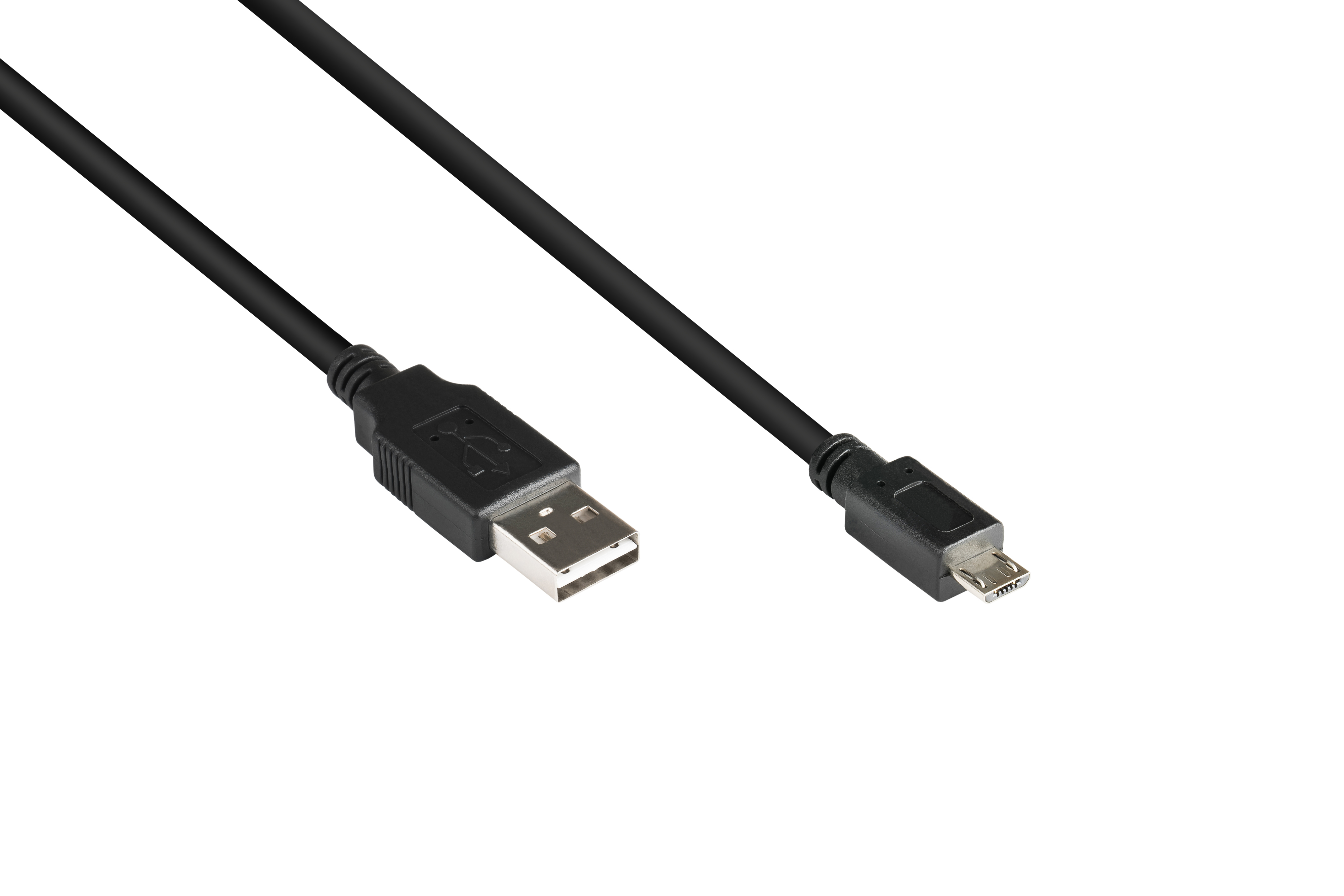 Czarny kabel USB do micro USB na białym tle.