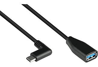 KABELMEISTER USB 3.2 Gen.1 / USB 3.0 OTG (On-the-go), USB-C™ Stecker seitlich gewinkelt an USB A Buchse, schwarz Adapterkabel