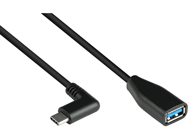 KABELMEISTER USB 3.2 Gen.1 / OTG Stecker gewinkelt A USB Adapterkabel USB-C™ an 3.0 seitlich (On-the-go), Buchse, schwarz USB