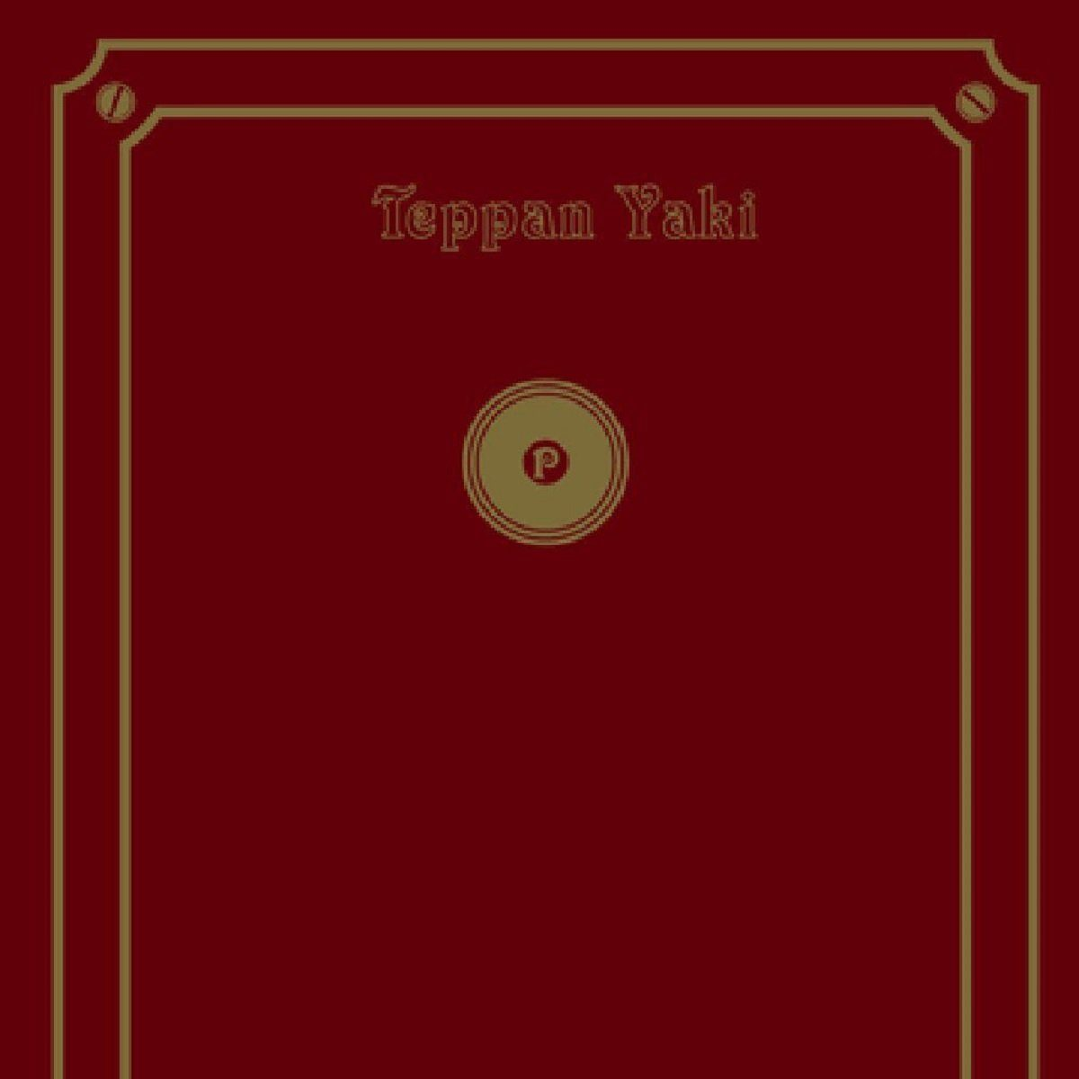 Roter Einband mit goldenem Text 'Teppan Yaki' und einem zentralen Logo.
