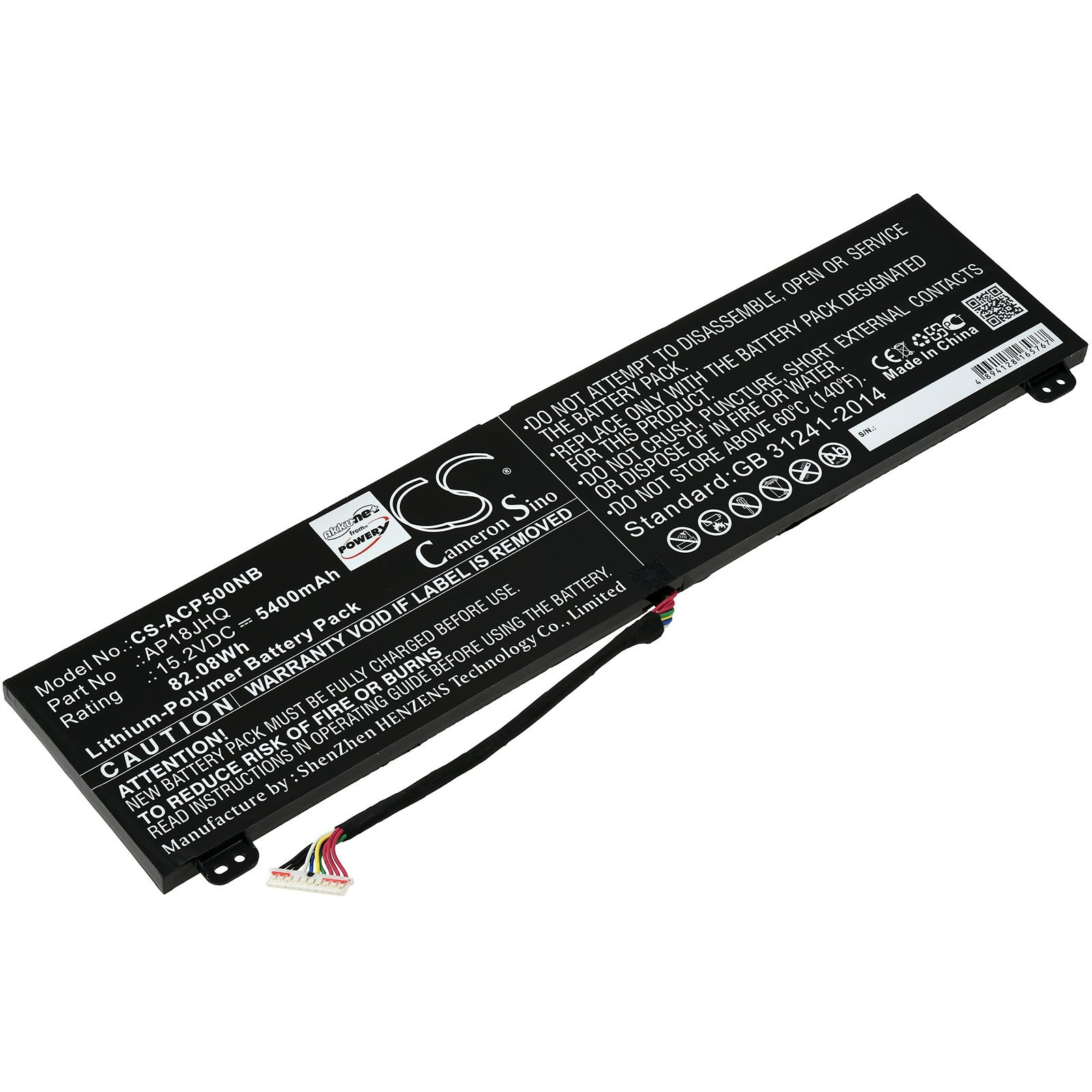 POWERY Akku für Acer Volt, Li-Ion 15.2 PT515-51-70Z0 5400mAh Akku