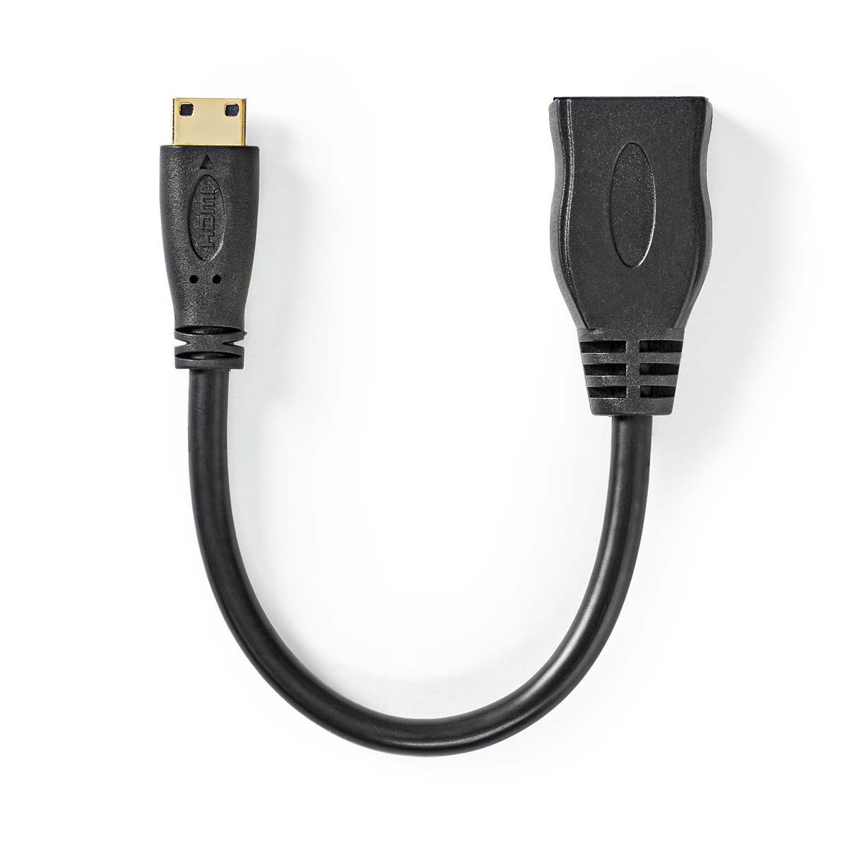 Schwarzes HDMI-Kabel mit U-förmigem Design. Das Kabel befindet sich auf weißem Hintergrund.
