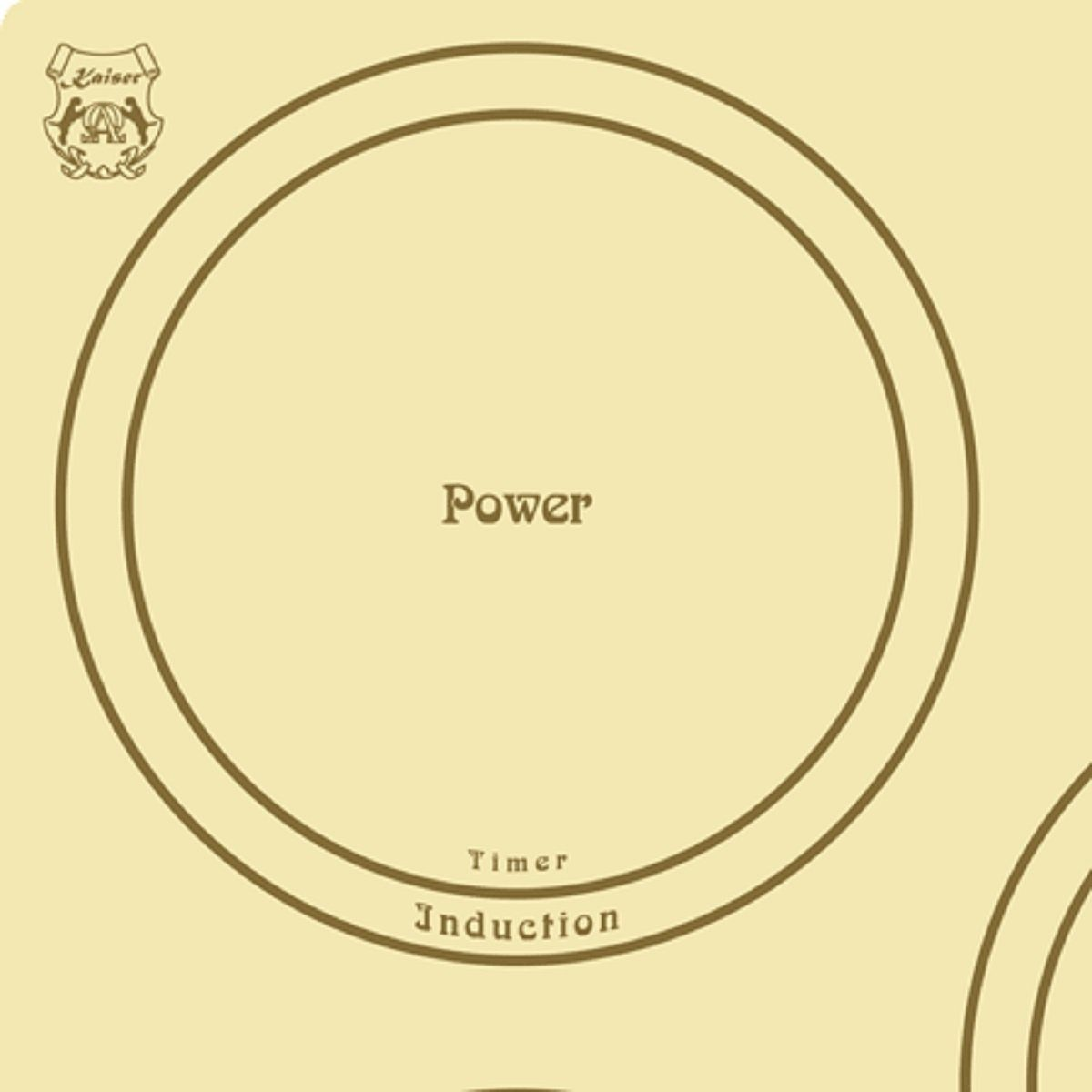 Superficie amarilla con un círculo y texto. El texto dice 'Power' y 'Timer'.