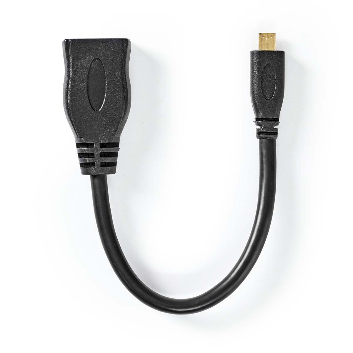 Ein schwarzer USB-zu-Micro-USB-Kabeladapter auf weißem Hintergrund.