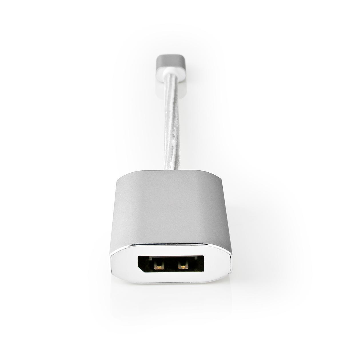 Ein silberner USB-Adapter mit einem flexiblen Kabel und einem Anschluss.