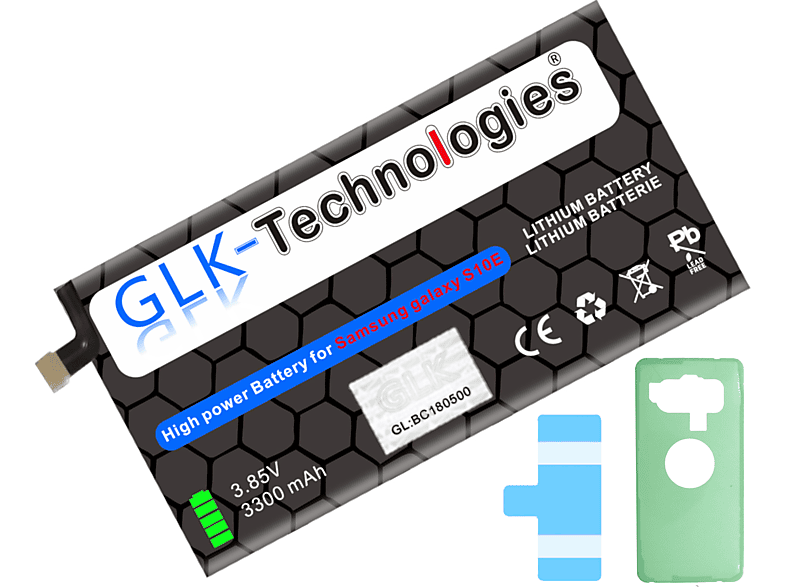 GLK-TECHNOLOGIES Ersatz Akku für Samsung Galaxy S10e G970F 3300 mAh GLK-S10E Smartphone Akku, Li-Ion, 3.85 Volt, 3300 mAh