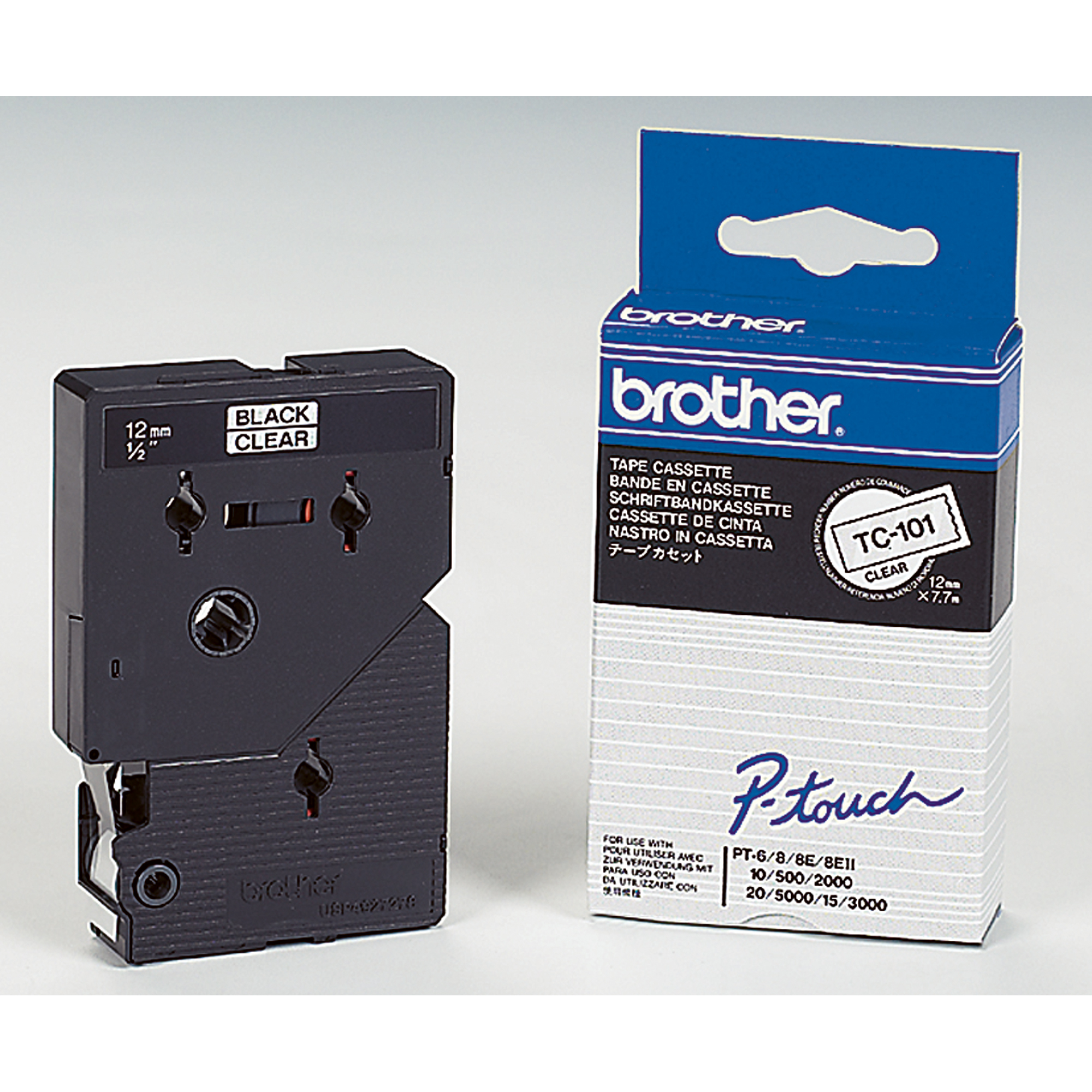 BROTHER Tape Cassette TC101 Schriftbandkassette farblos auf schwarz