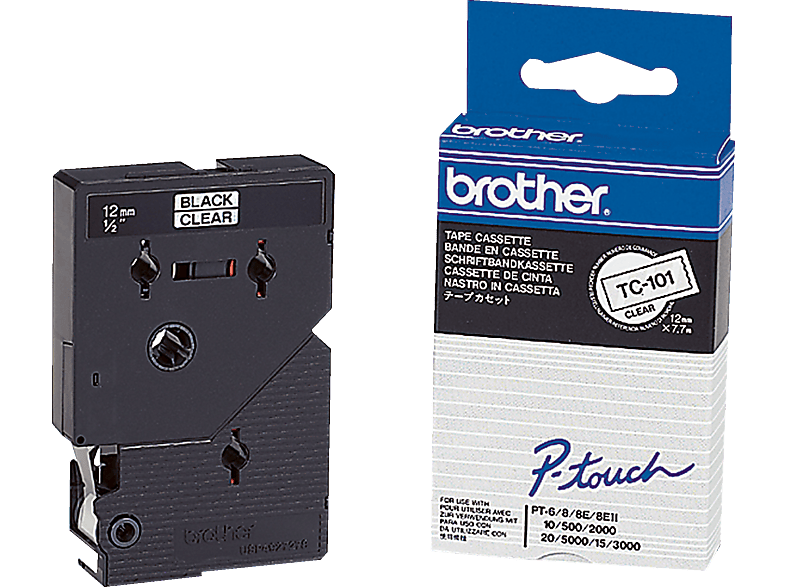 BROTHER Tape Cassette TC101 Schriftbandkassette farblos auf schwarz