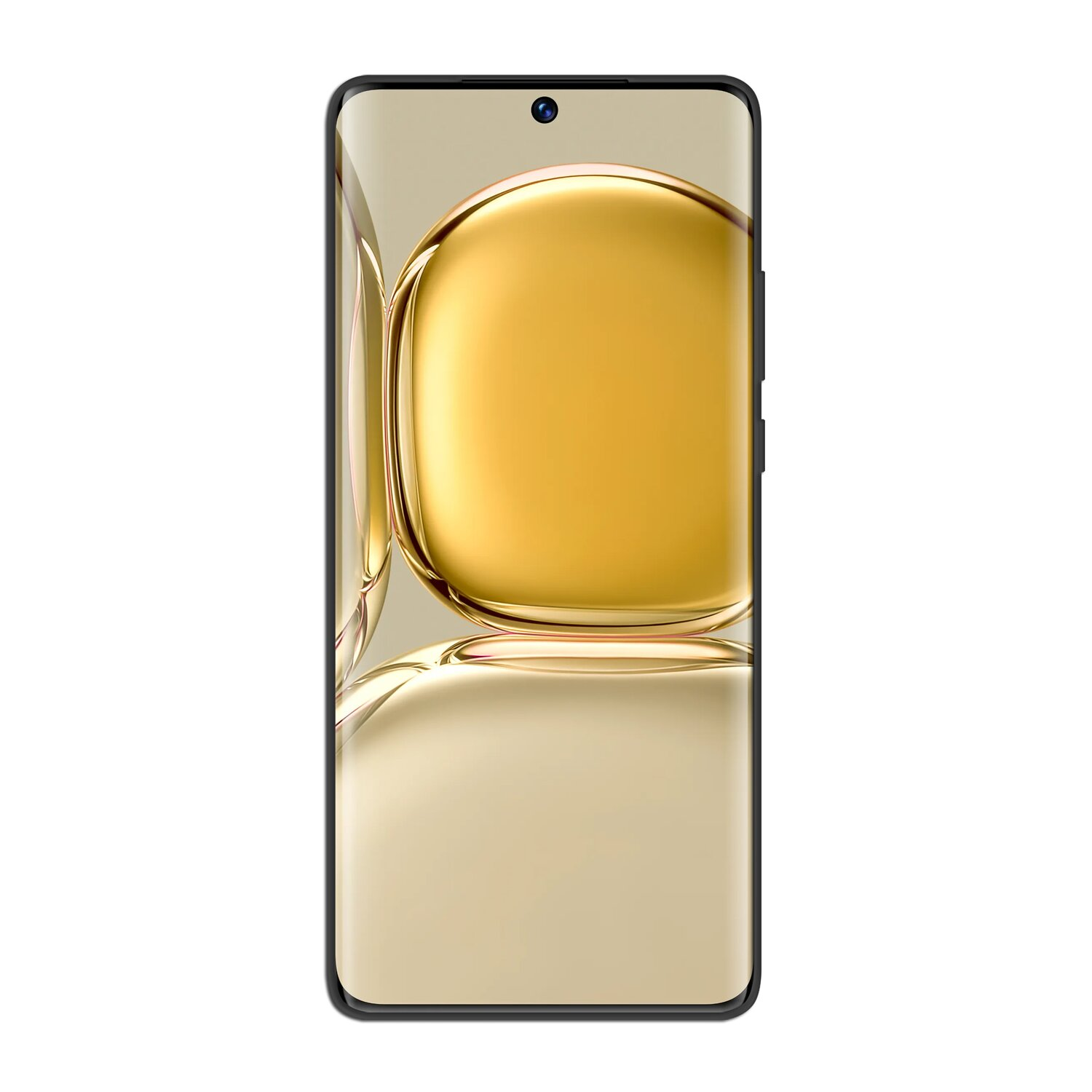 Ein goldenes Telefon mit goldenem Hintergrund, das den Telefonbildschirm zeigt.