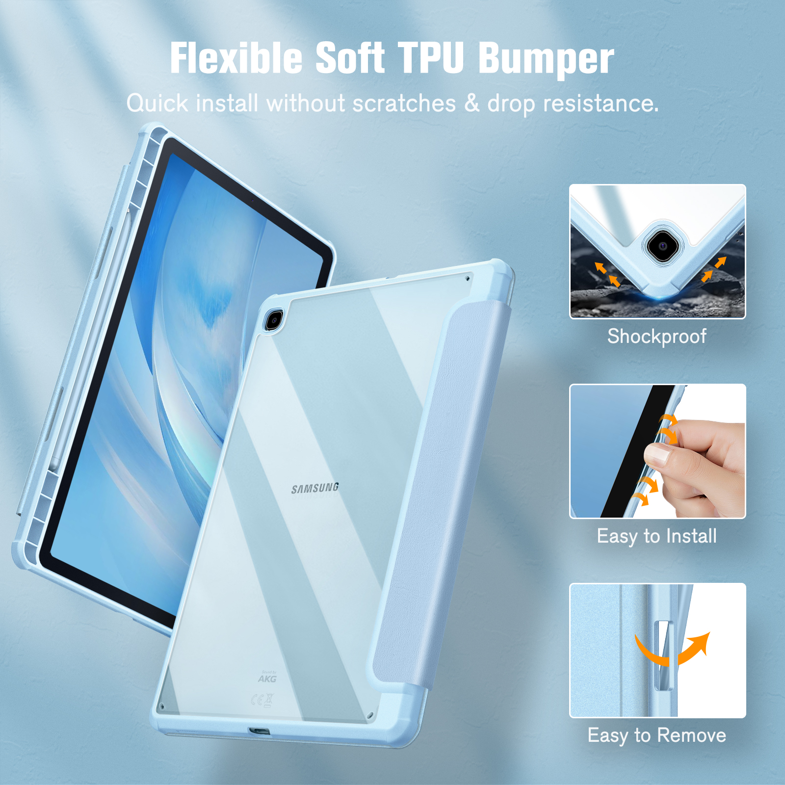 Hülle FINTIE für Himmelblau Samsung Bookcover Polyurethan, Tablethülle Thermoplastisches