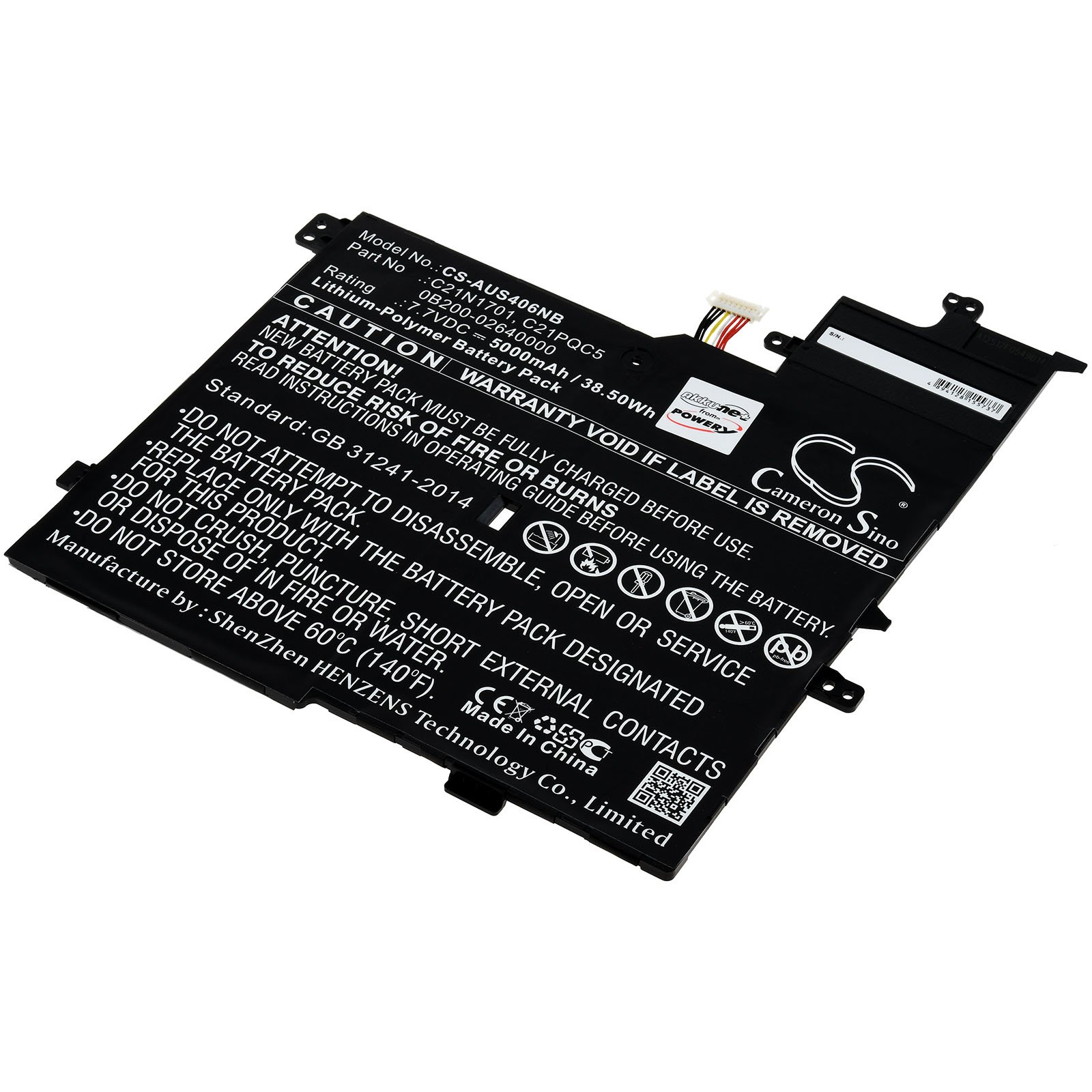 POWERY Akku für Asus K406UA-BM142T 5000mAh Akku, 7.7 Volt, Li-Polymer