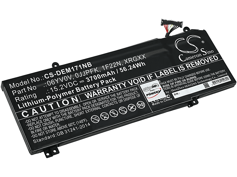 POWERY Akku für Dell G7 7590-D1889B Li-Polymer Akku, 15.2 Volt, 3700mAh