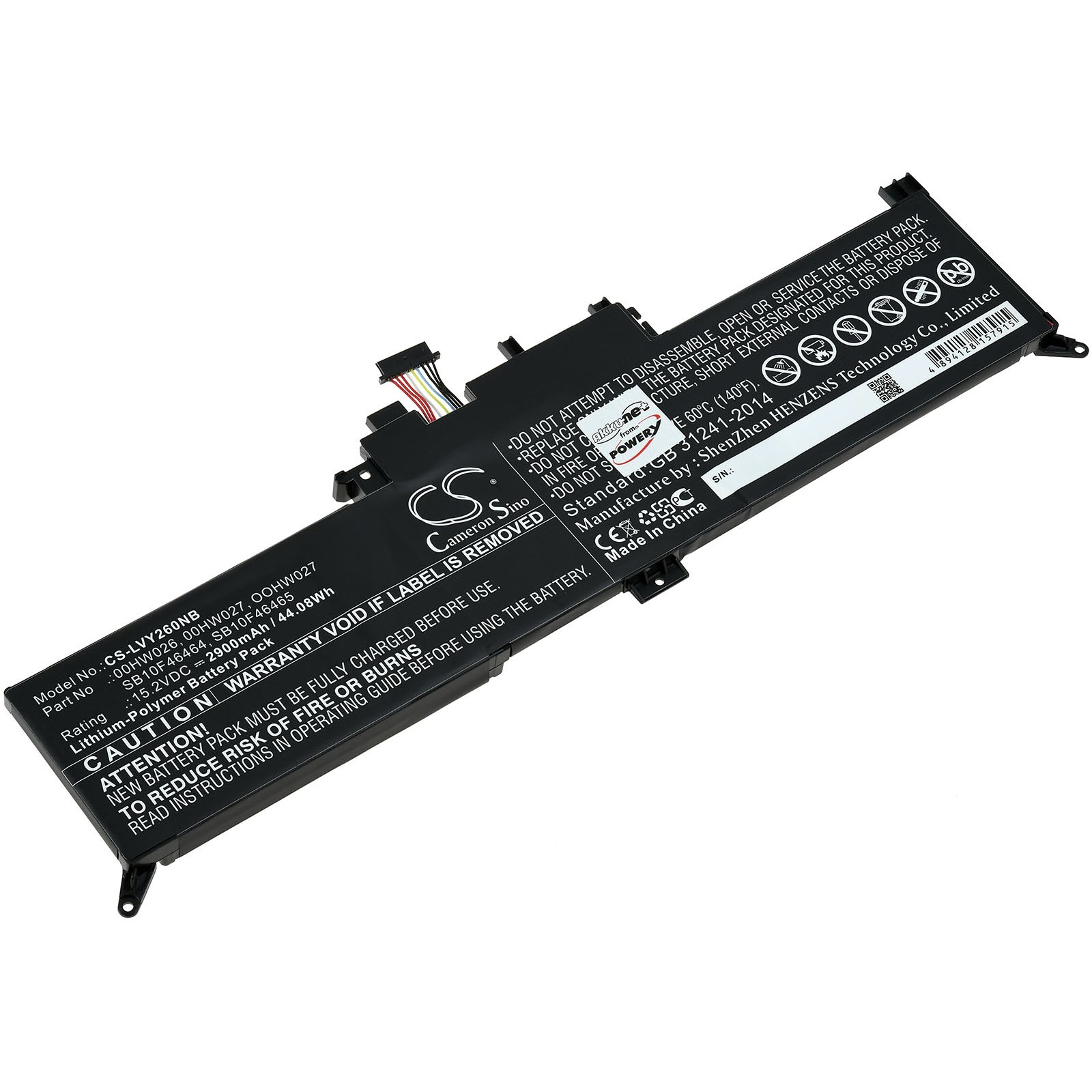 POWERY Akku für Lenovo Typ Volt, Akku, 2900mAh 15.2 OOHW027 Li-Ion