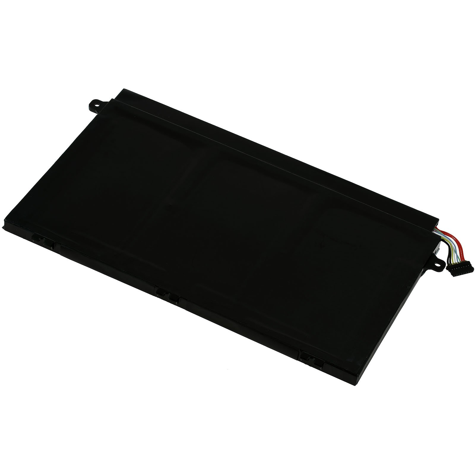 Schwarzer Laptop-Akku, Winkelansicht.