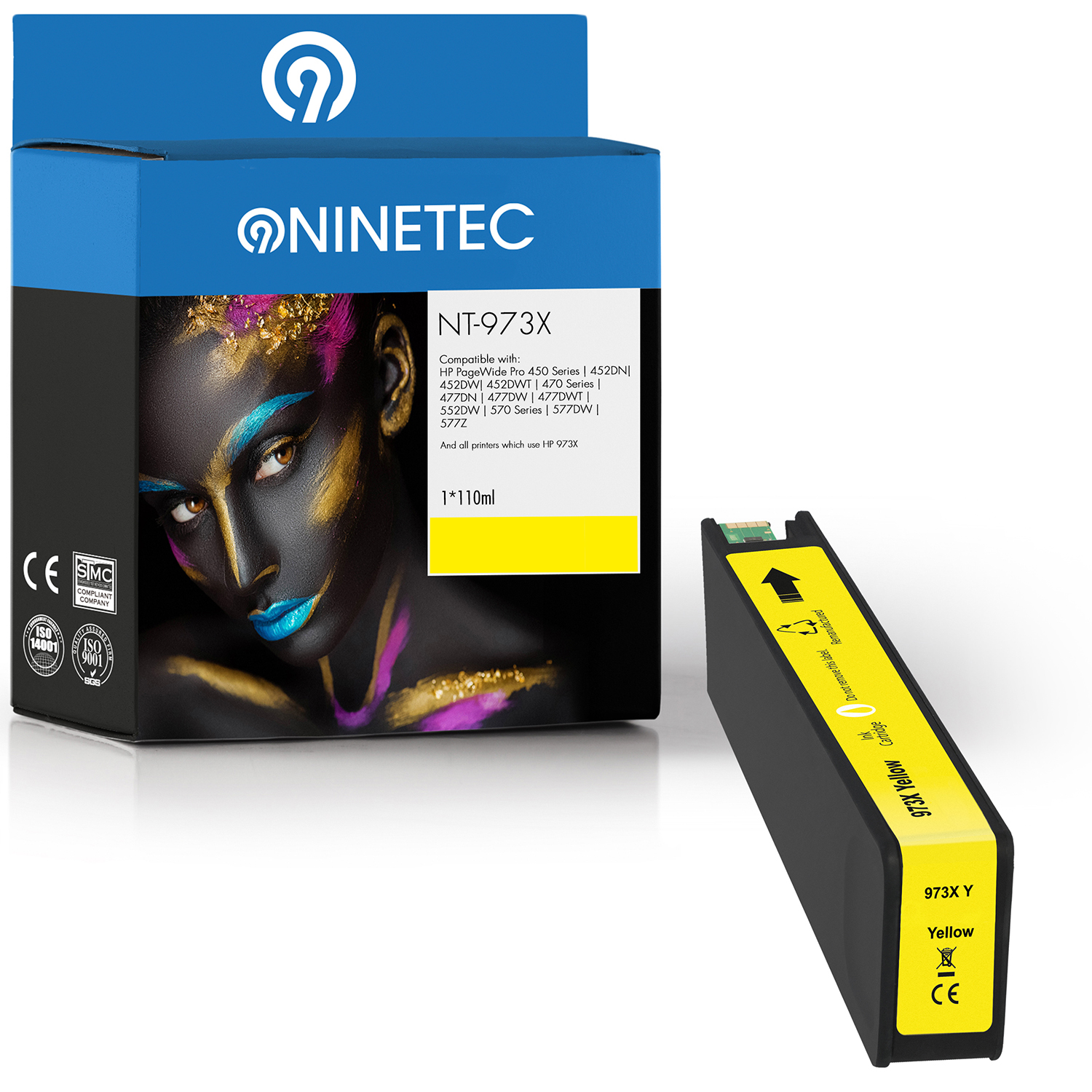 NINETEC 1 Patrone (F6T83AE) ersetzt yellow HP X 973 Tintenpatrone