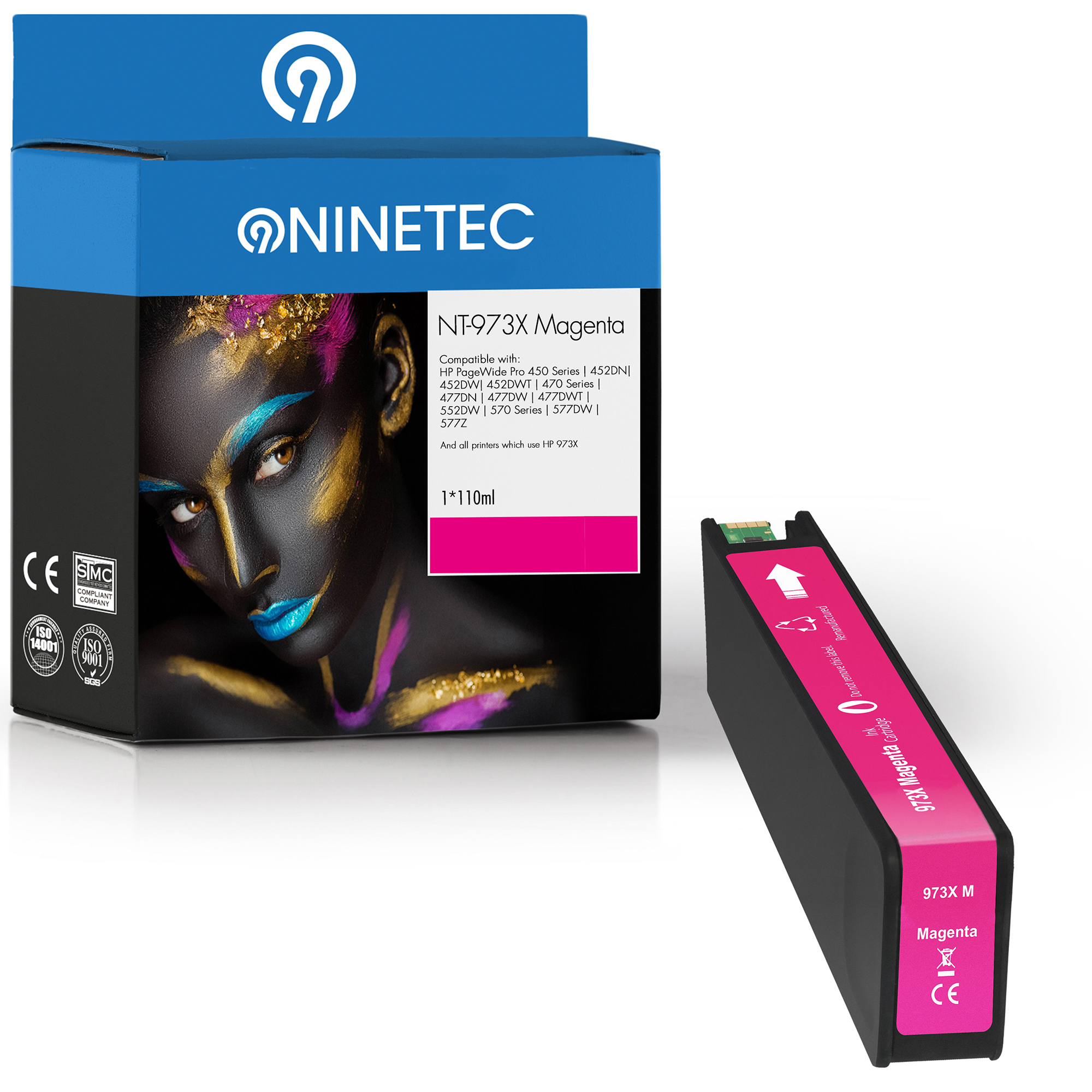 NINETEC 1 Patrone X magenta 973 (F6T82AE) HP ersetzt Tintenpatronen