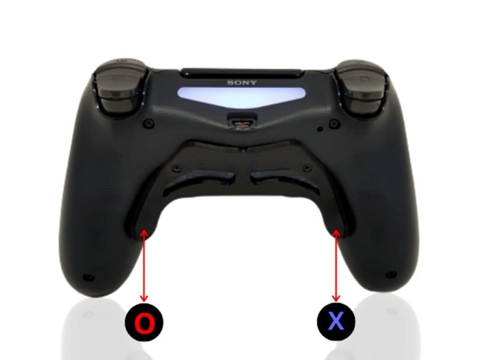 LUXCONTROLLER Custom schwarz Paddles| PS4 Controller mit 2 BlueRok, Wireless-Controller,