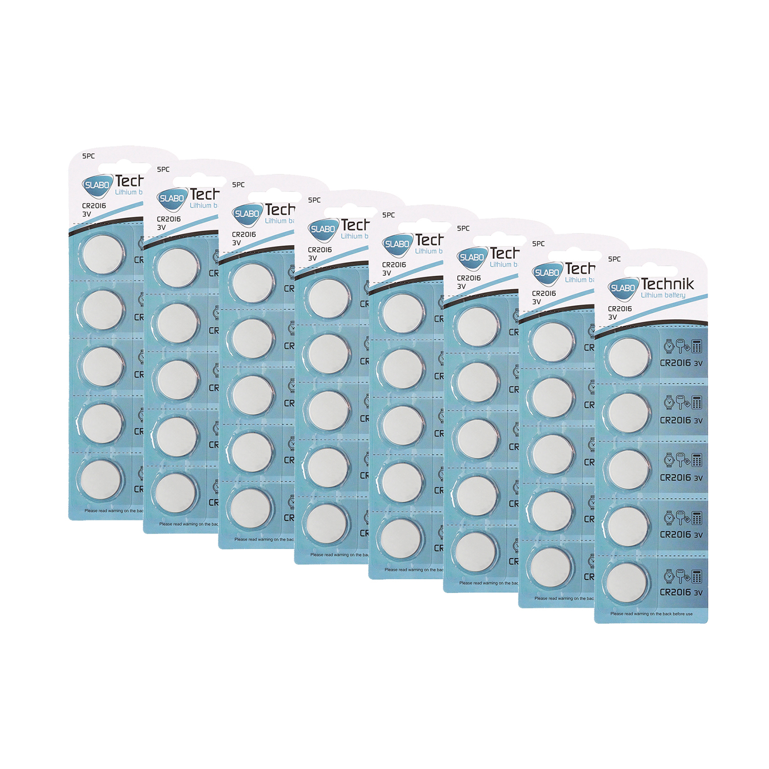 – - Knopfzellen 3.0V 40er-Pack SLABO CR2016 Lithium CR-2016 Batterien Li-Ion - Batterie