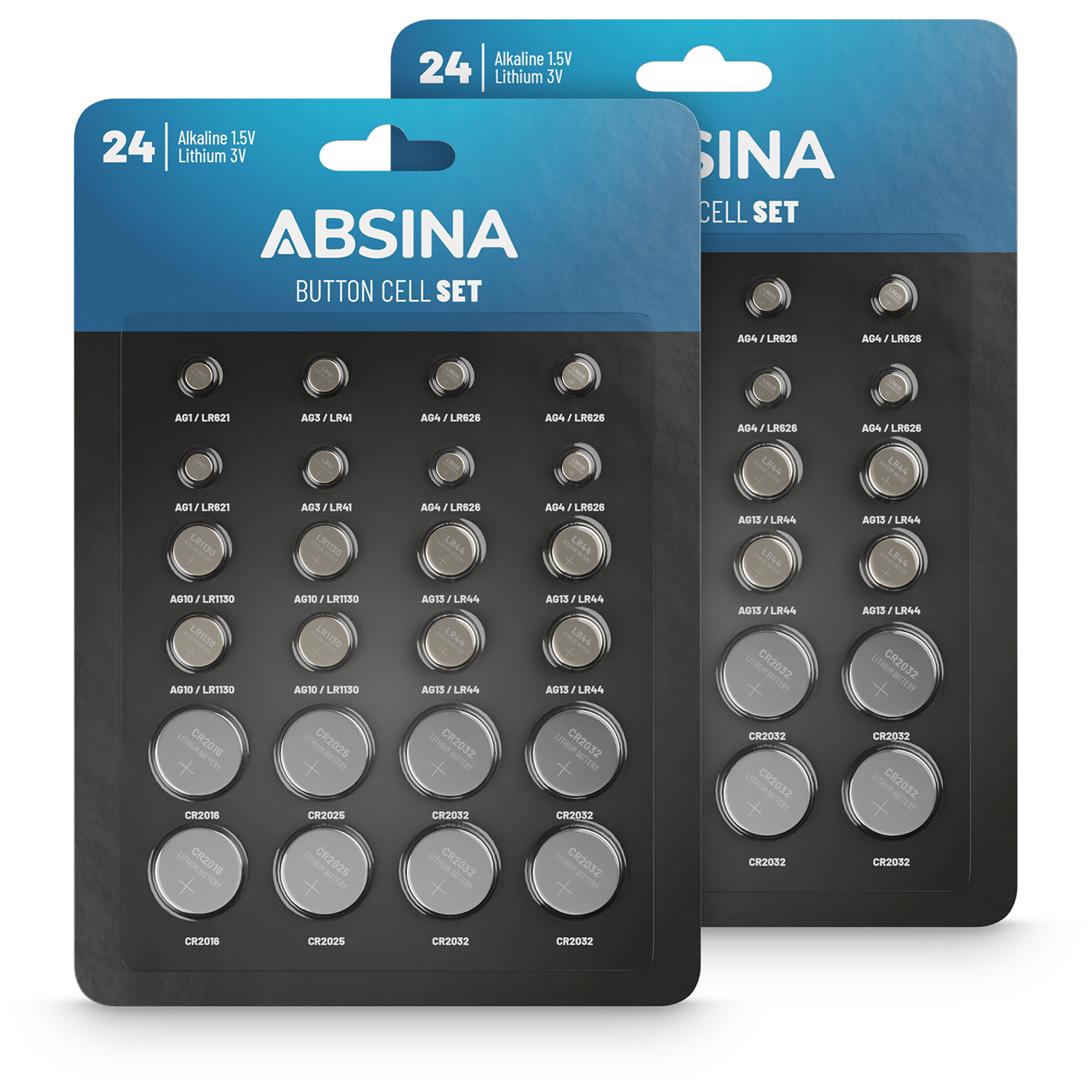 ABSINA 48er Pack Alkaline & CR2016 Knopfzelle, AG4 AG1 CR2032 Lithium CR2025 Knopfzellen AG3 Lithium AG13 AG10 & Alkaline