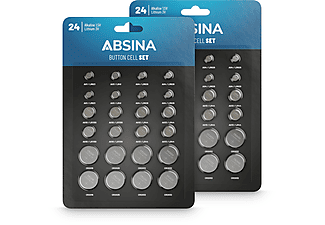 ABSINA 48er Pack Alkaline & Lithium Knopfzellen AG1 AG3 AG4 AG10 AG13 CR2016 CR2025 CR2032 Knopfzelle, Alkaline & Lithium