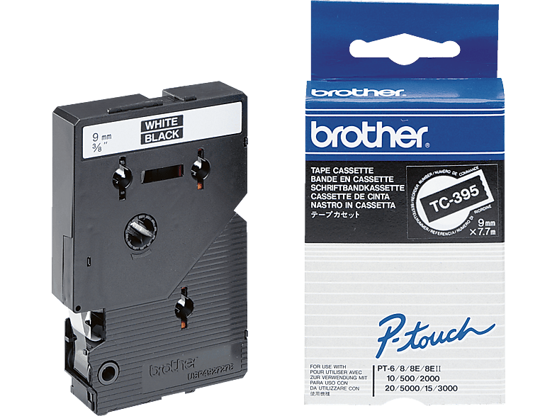 BROTHER Tape Cassette TC395 Schriftbandkassette weiß schwarz auf