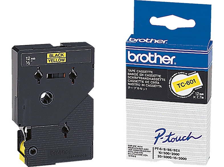 gelb BROTHER auf Cassette schwarz Schriftbandkassette TC601 Tape