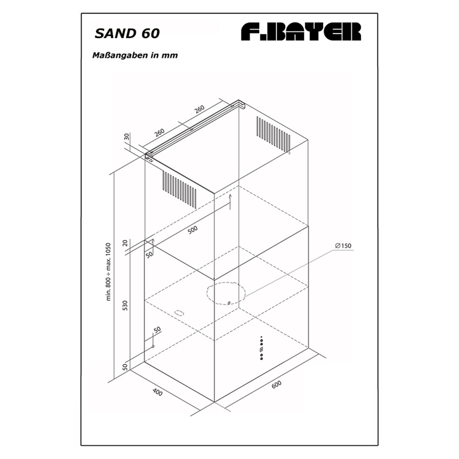 F.BAYER SAND 40 cm 60W, tief) (60 Dunstabzugshaube breit, cm