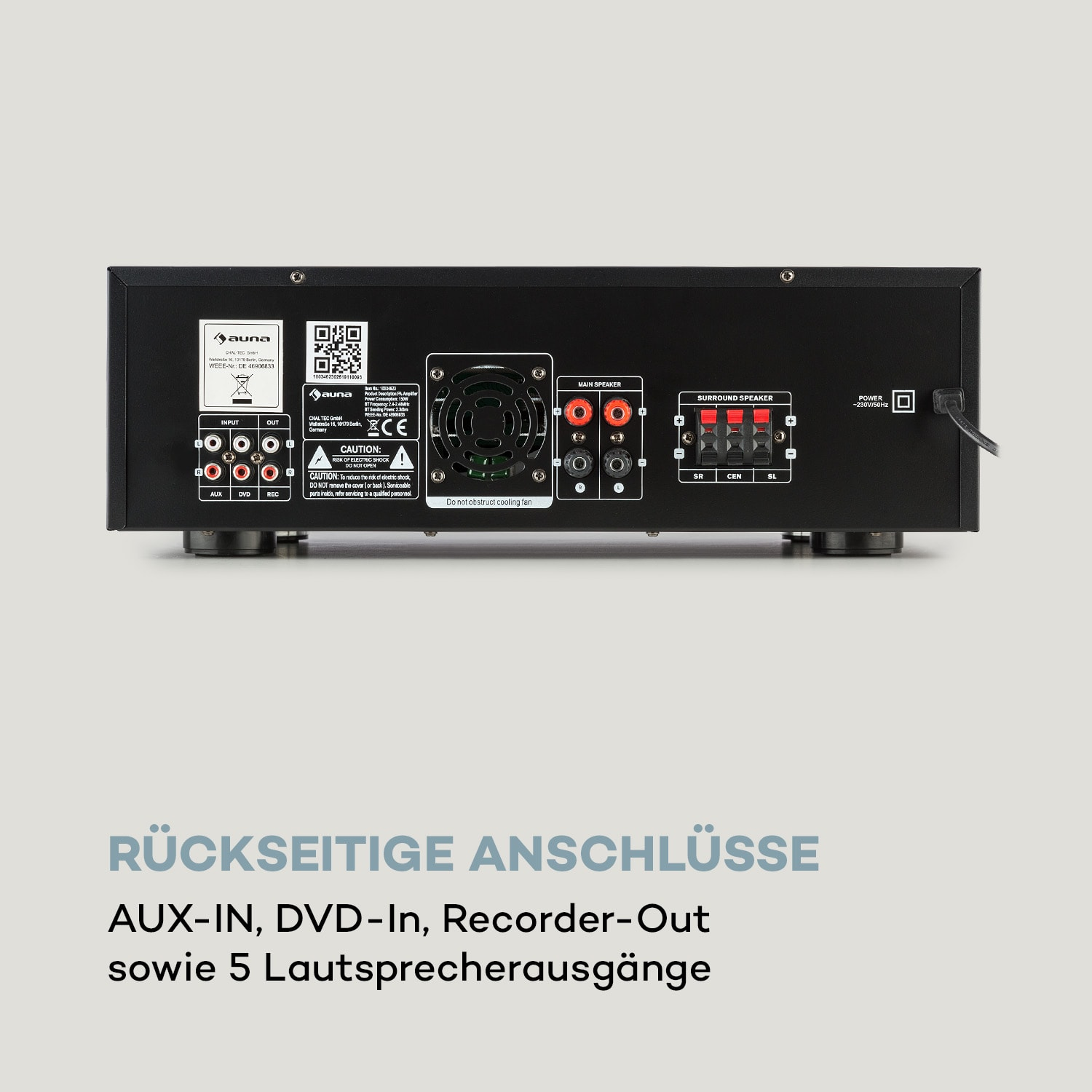 AUNA AMP-218 Kanal, Digital-Verstärker (3Kanäle, Schwarz) Wattpro 50 BT