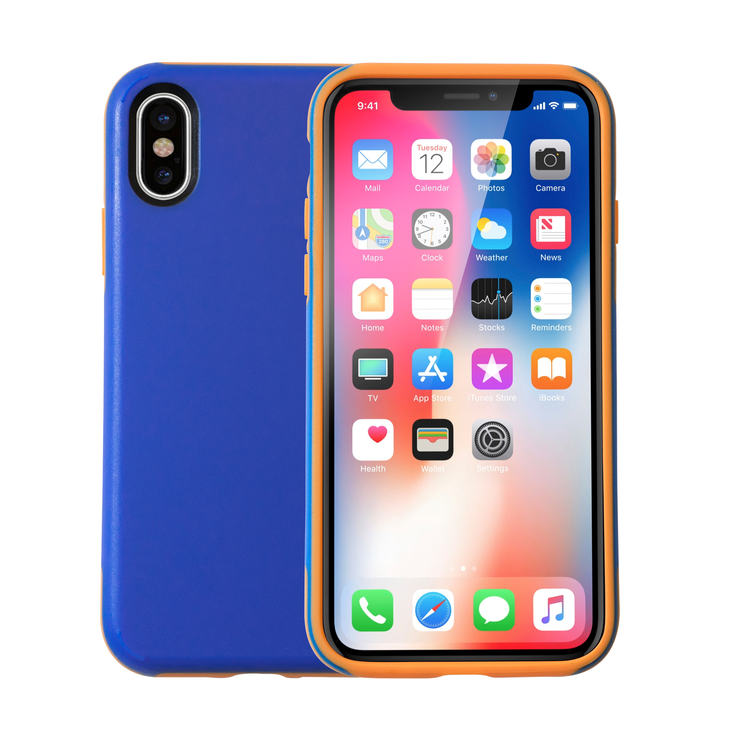 KMP Sporty Schutzhülle für iPhone orange / Full X iPhone blue Cover, X, vivid Blue/Orange, Apple