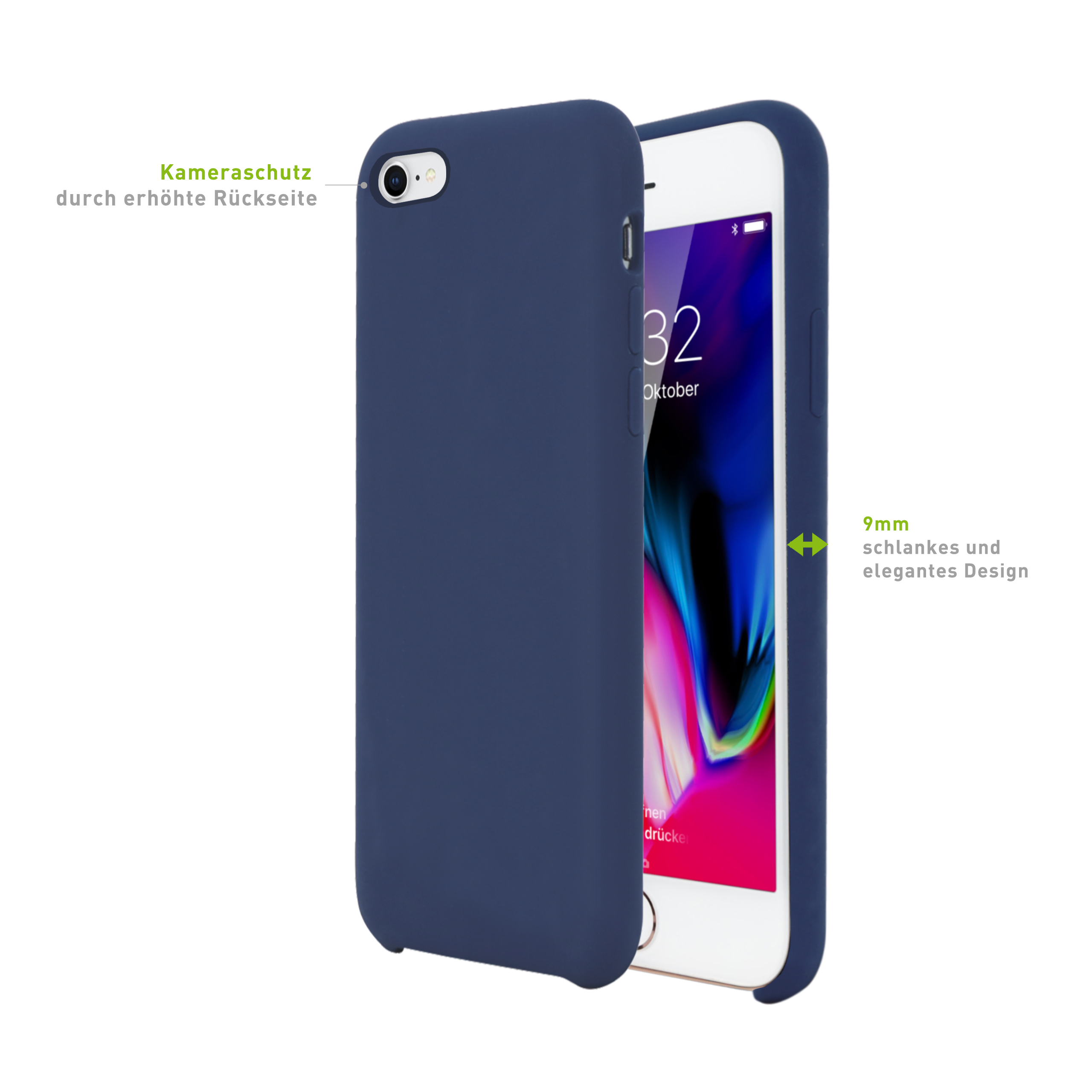 KMP Silikon Schutzhülle für Midnight Apple, Blue, Plus Backcover, IPhone Plus, midnight iPhone 8 8 blue