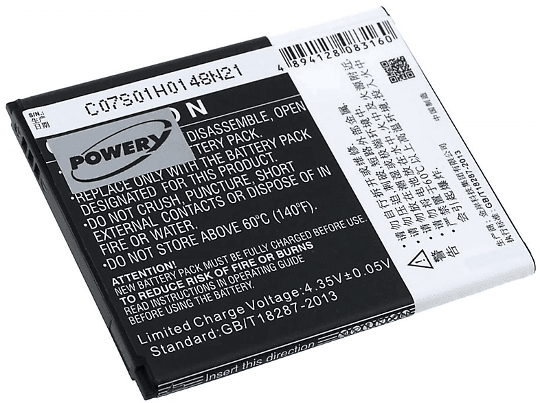 POWERY Akku für HiE958q Akku, 3.8 Volt, 1700mAh Li-Ion