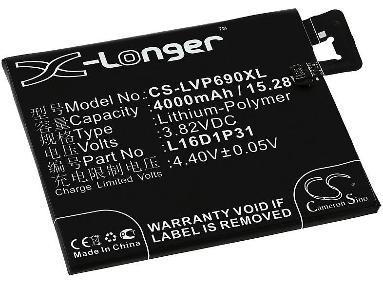 POWERY Akku für Lenovo PB2-690N Akku, 3.82 Li-Polymer 4000mAh Volt