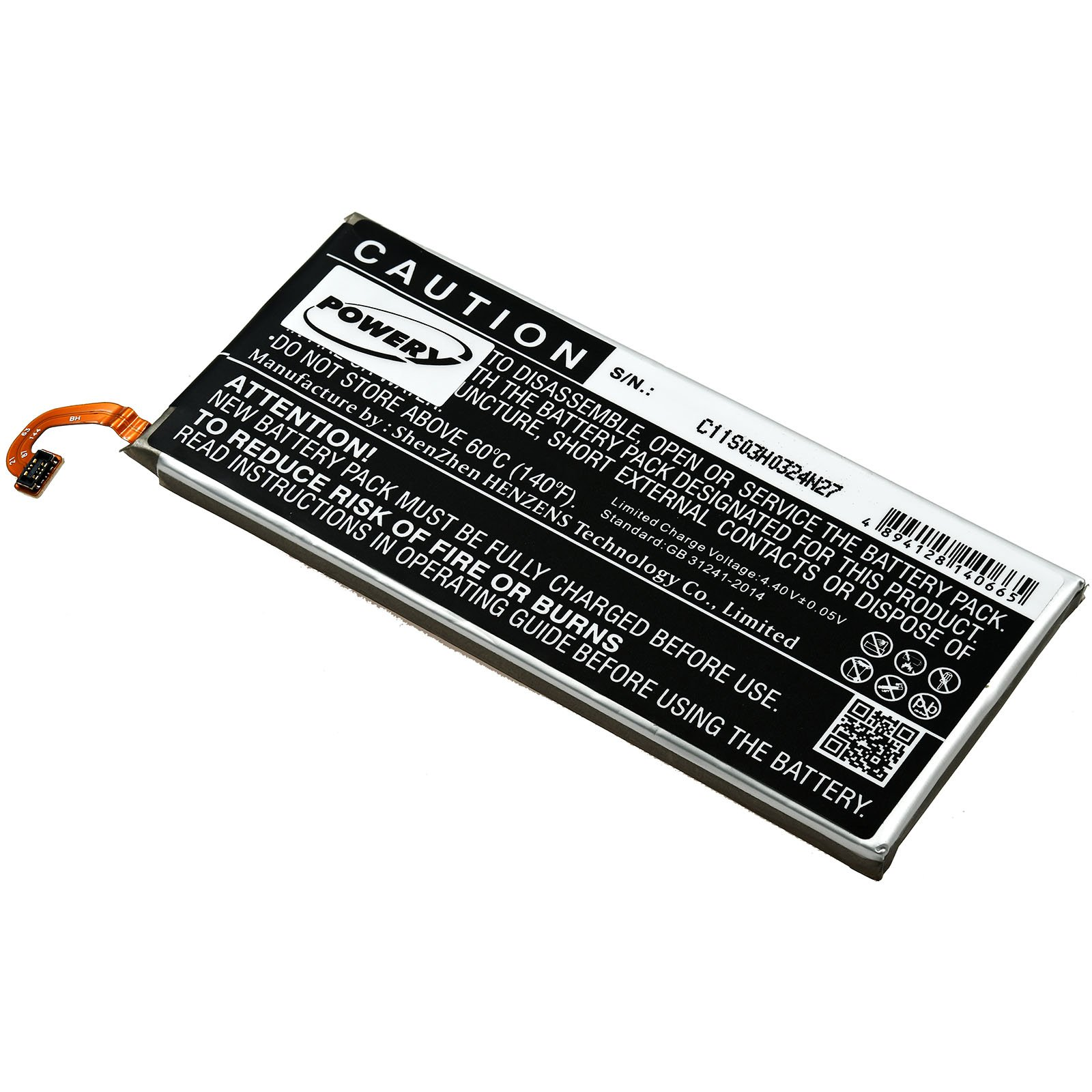 3.85 Volt, Li-Polymer Samsung Akku, POWERY für Akku 3000mAh SM-J600L