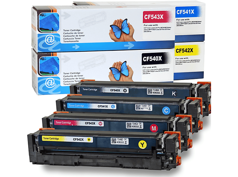 D C HP MFP M281FDW Toner Patronen Set Multipack 4 Farben Schwarz Cyan