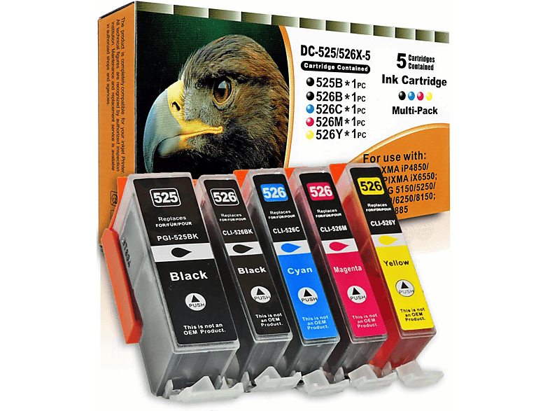Kamo Druckerpatronen Schwarz Multipack – Kompatibel Mit Canon PGI-525 Für Pixma MG, IP, MX Serien
