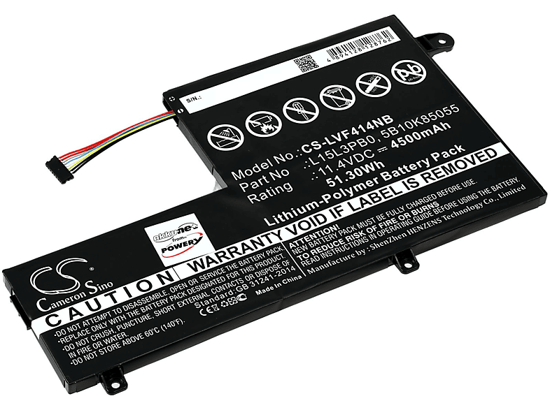 POWERY Akku für Lenovo Flex5-15 Li-Polymer Akku, 11.4 Volt, 4500mAh