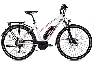 CHRISSON E-Rounder Shimano Alivio 9G Trekkingrad (Laufradgröße: 28 Zoll, Rahmenhöhe: 48 cm, Damen-Rad, 400 Wh, weiß)