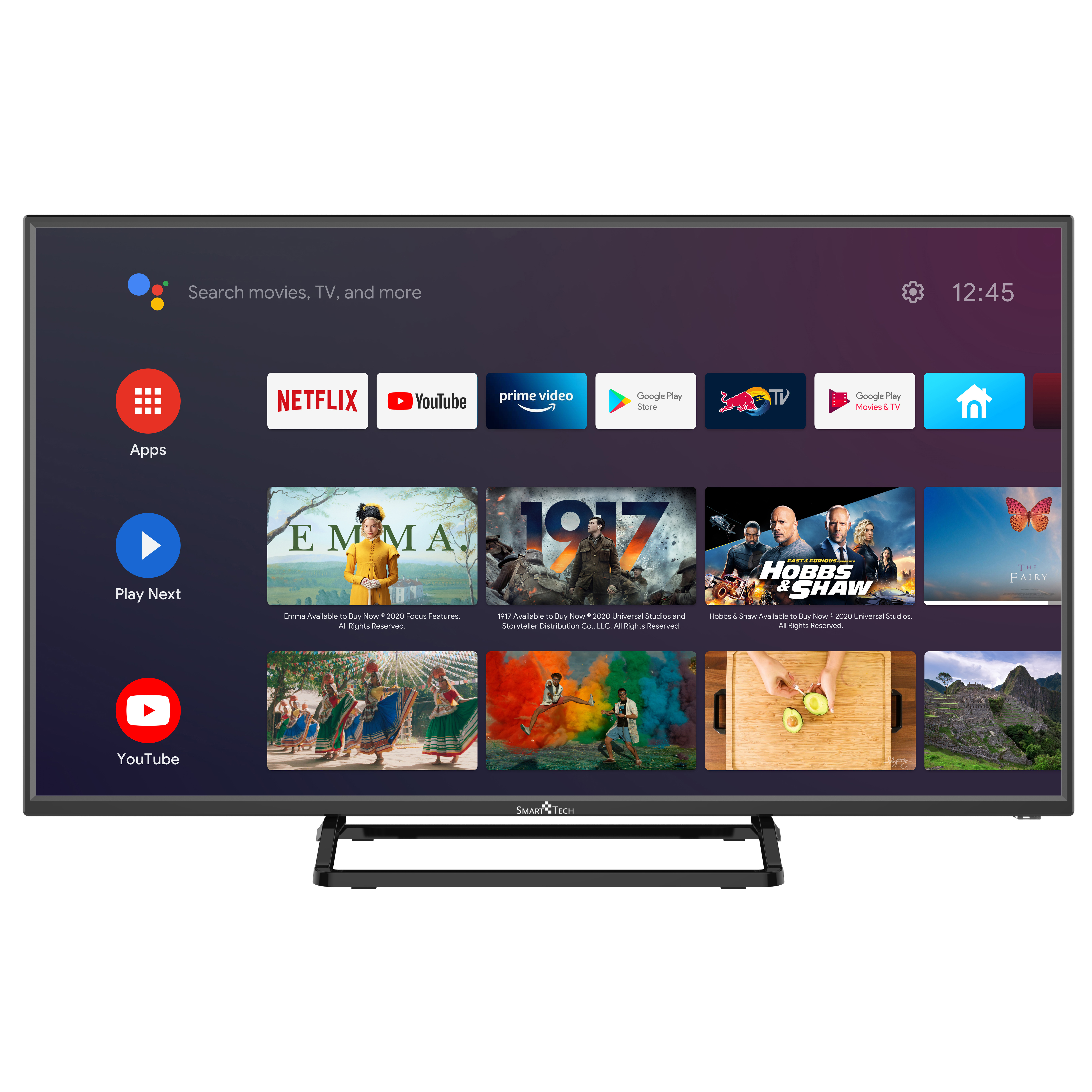 TV LED 40" - SMT40N30FC4U1B1 SMART TECH, Full-HD, DVB-T2 (H.265)Sí, licenciado, Negro