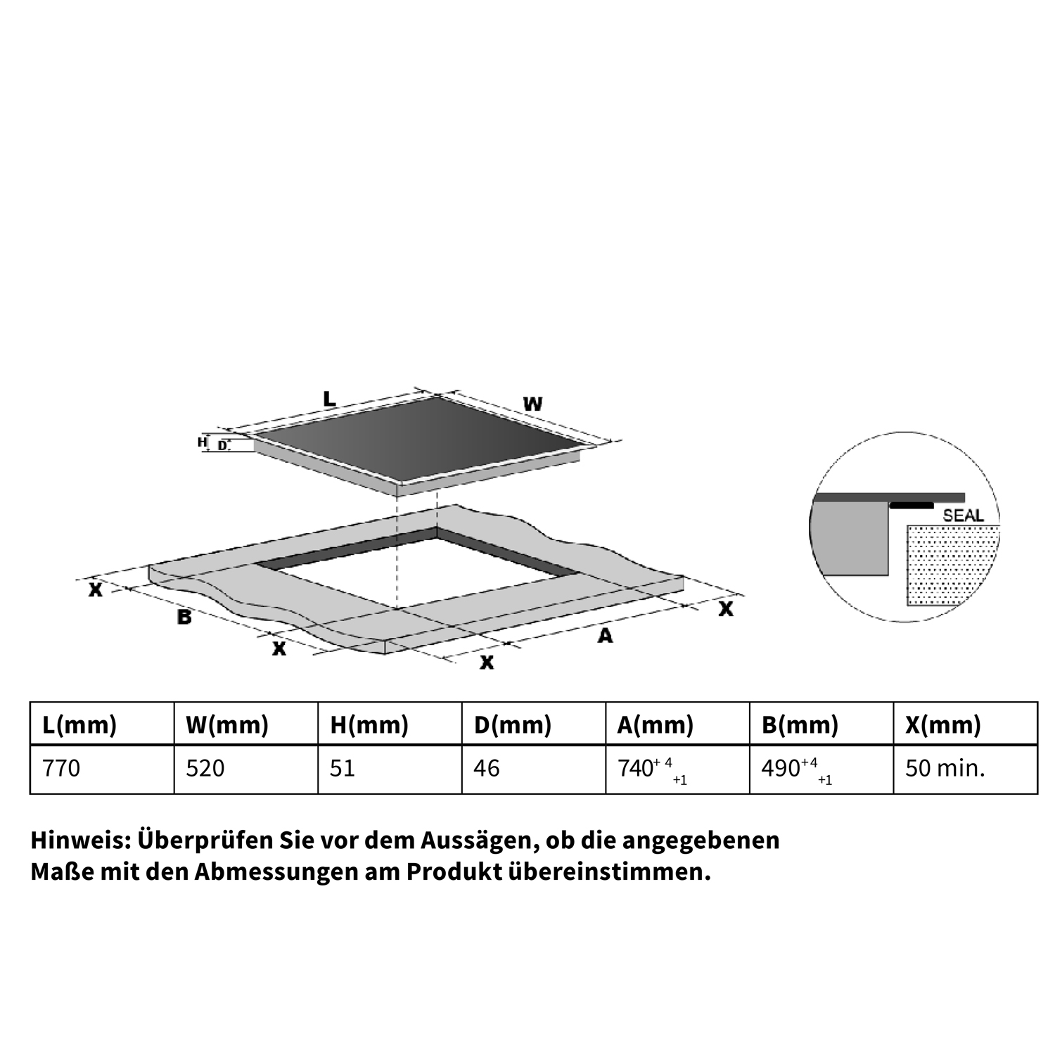 5 (77 cm KKT breit, KOLBE KF7705RL Glaskeramikkochfeld Kochfelder)