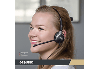 GEQUDIO Headset 1-Ohr für Yealink, Snom, Grandstream mit Kabel, On-ear Headset Schwarz