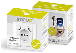 IMABO 230 V Unterputz Steckdose mit 2 x USB Ladegerät, passend für GIRA System 55 Steckdose